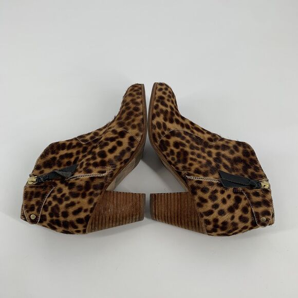 Boden Hoxton Calf Hair Leopard Print Ankle Boots 38 7 Womens Brown Low Booties - Picture 4 of 10
